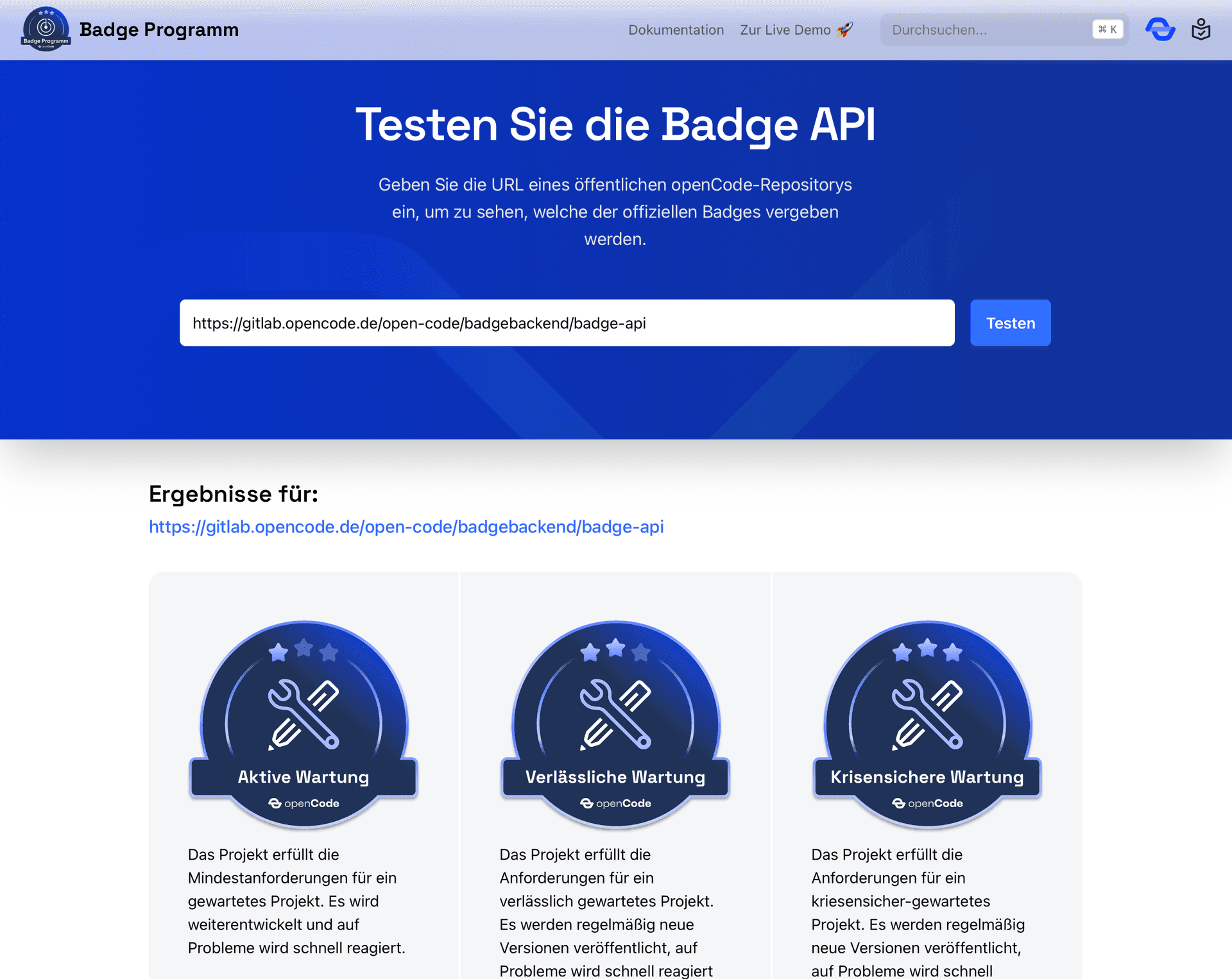Badge Programm - Vertrauen in Open Source stärken Screenshot