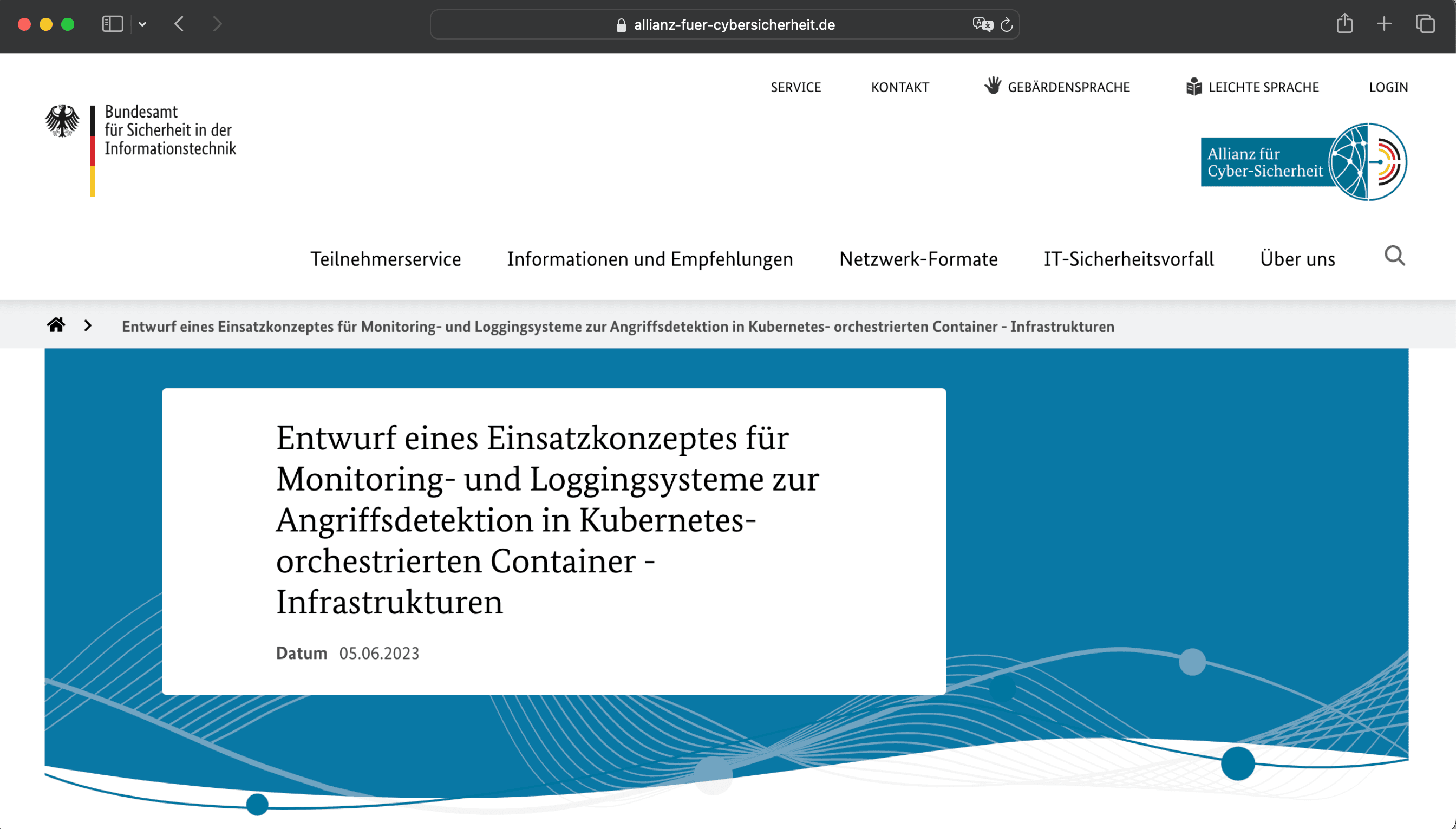 Webseite zum Herunterladen der ACS-Studie zum Thema Kubernets Monitoring und Logging